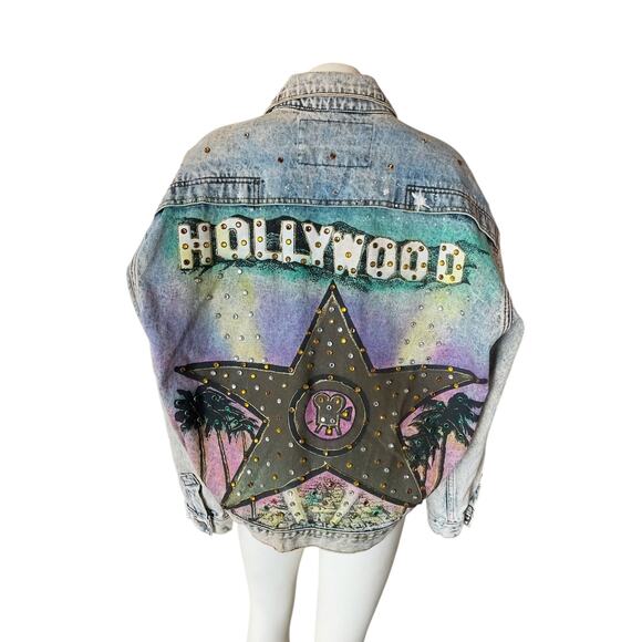 Jordache Jackets & Blazers - Vintage Jordache No Exit Hollywood Star Studded Denim Jacket Large Rare